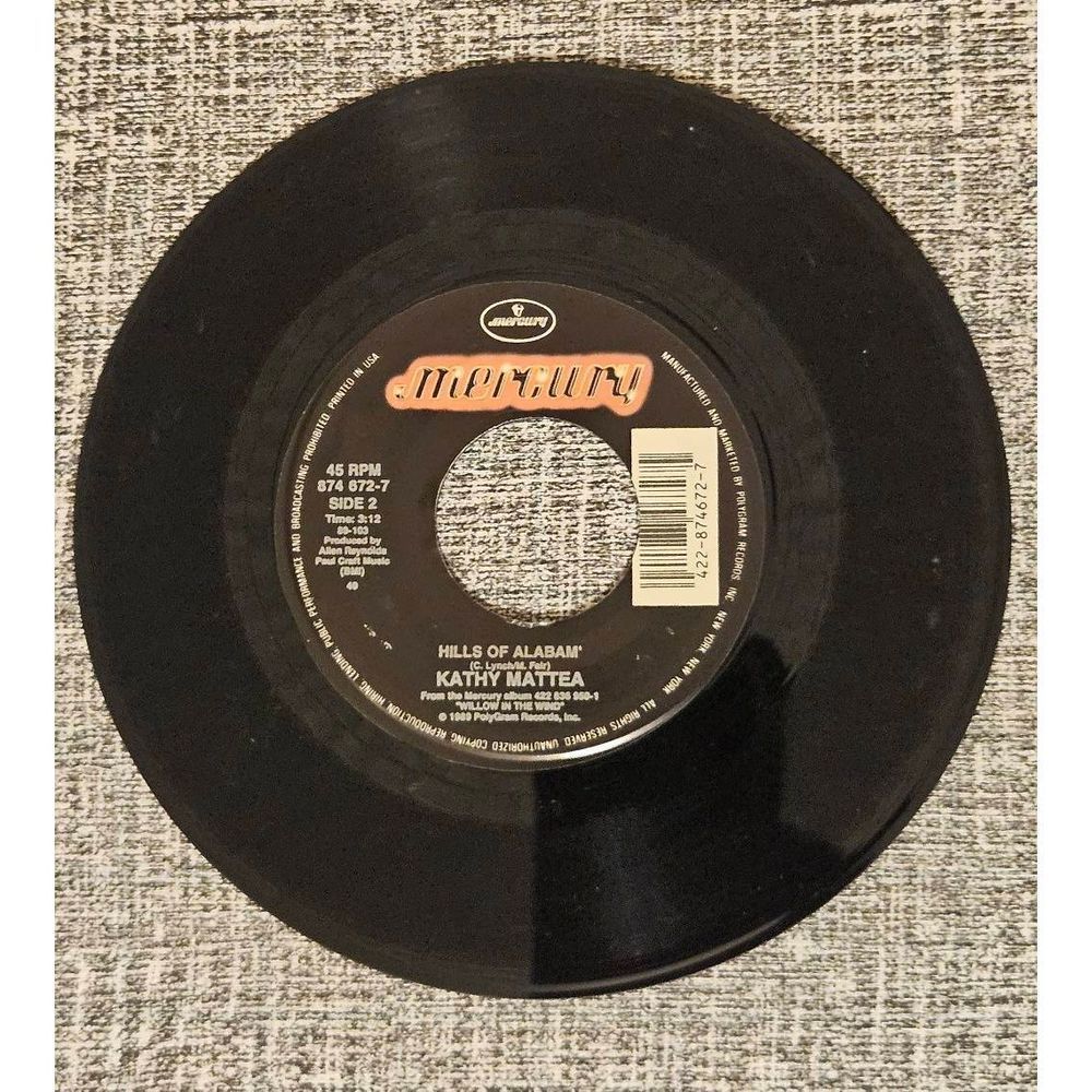 Kathy Mattea Burning old memories/hills of Alabama mercury 45 Vinyl Record - Picture 2 of 4
